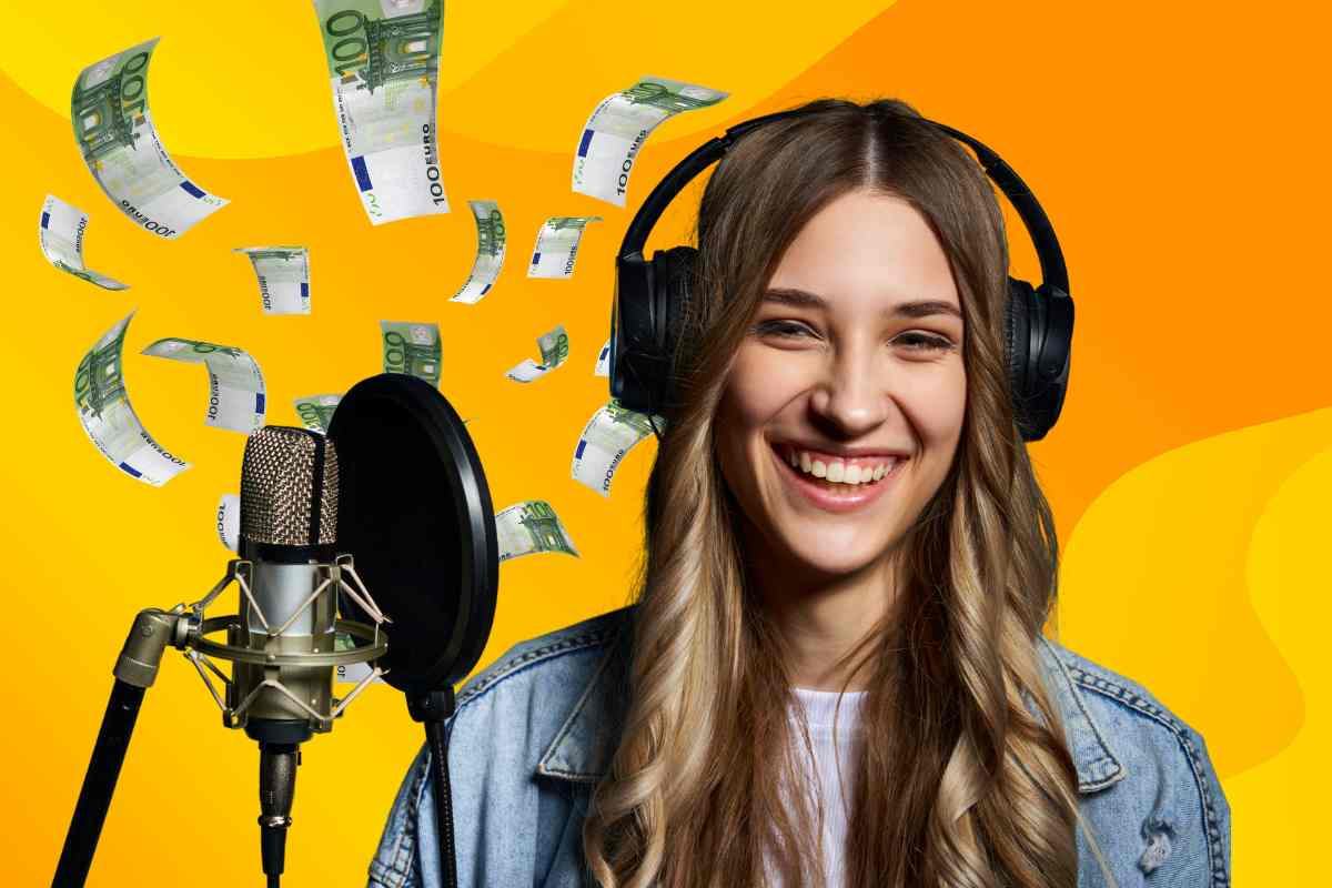 Ragazza con cuffie e microfono